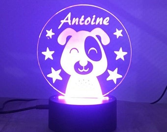LED Lampe aus Acryl, Personalisierbar, Geschenk, Babygeschenk, Geburt, Taufe, Kinderzimmer, Geburtstagsgeschenk, Nachttischlampe, Name, Hund
