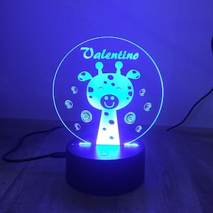 LED Lampe aus Acryl, Personalisierbar, Geschenk, Babygeschenk, Geburt, Kinderzimmer, Geburtstagsgeschenk, Nachttischlampe, Name, Giraffe