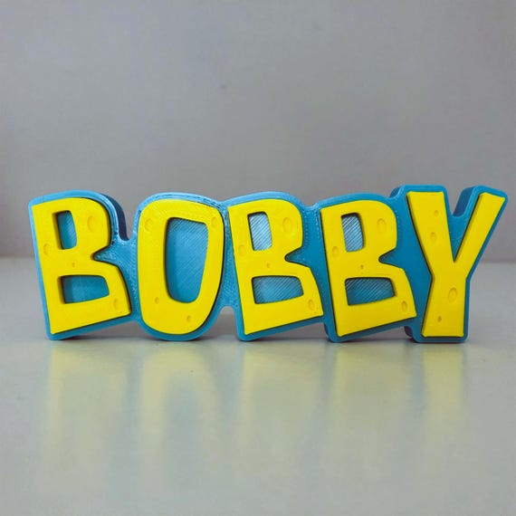 Personalised Cartoon Sponge 3D Name Sign – Custom Kids Bedroom Decor UK