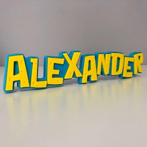 Personalised Cartoon Sponge 3D Name Sign – Custom Kids Bedroom Decor UK image 2