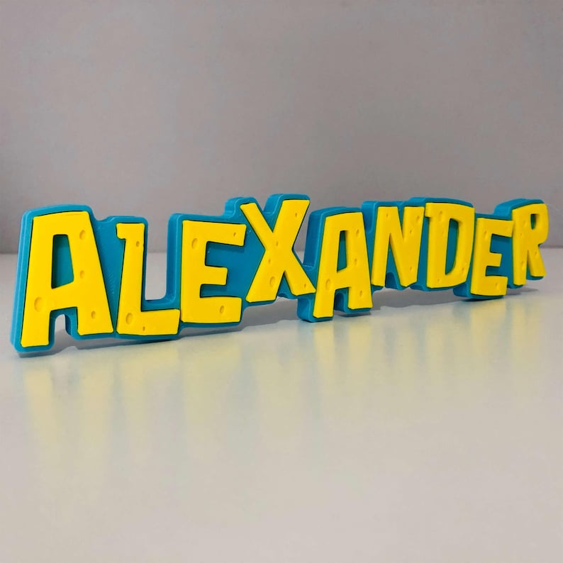 Personalised Cartoon Sponge 3D Name Sign – Custom Kids Bedroom Decor UK image 2