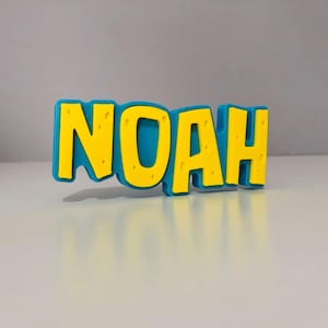Personalised Cartoon Sponge 3D Name Sign – Custom Kids Bedroom Decor UK image 3