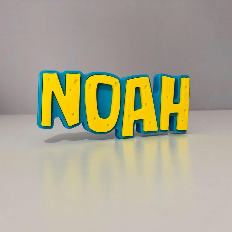 Personalised Cartoon Sponge 3D Name Sign – Custom Kids Bedroom Decor UK image 3