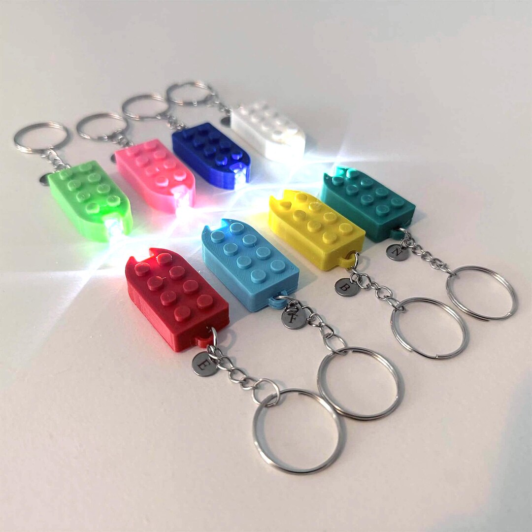 LED Building Brick Keychain, Personalised 2x4 Light up Keyring and Gift ...