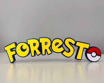 Personalised 3D Pokemon Name Sign – Kids' Room Decor, Gamer Gift, Custom Name Display