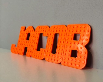 Personalised Building Brick Name Sign: 3D Kids Room Decor