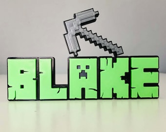 Personalised Mining - 3D Name Sign – Custom Pixel Block Letters for Gamer or Kids’ Bedroom