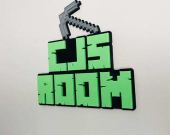 Personalised Mining Name Sign, 3D Custom Wall and Door Sign, Gamer Room Decor