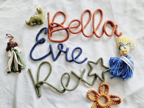 Knitted Name Sign l Name Sign l Kids Room Decor l Children's Room l Children's Decor l Nursery Decor l Wall Hanging