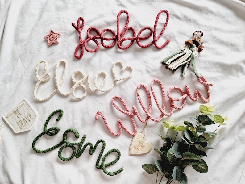 Knitted Name Sign l Nursery Name Sign l Kids Room Decor l Children's Room l Children's Decor l Nursery Decor l Nursery Wall Art image 3