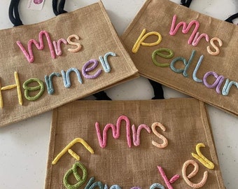 Teacher Bag l Teacher Gift l Book Bag l Personalised Jute Bag l Jute Shopper l Customised Bag l Bag for Life l Gift for Teacher