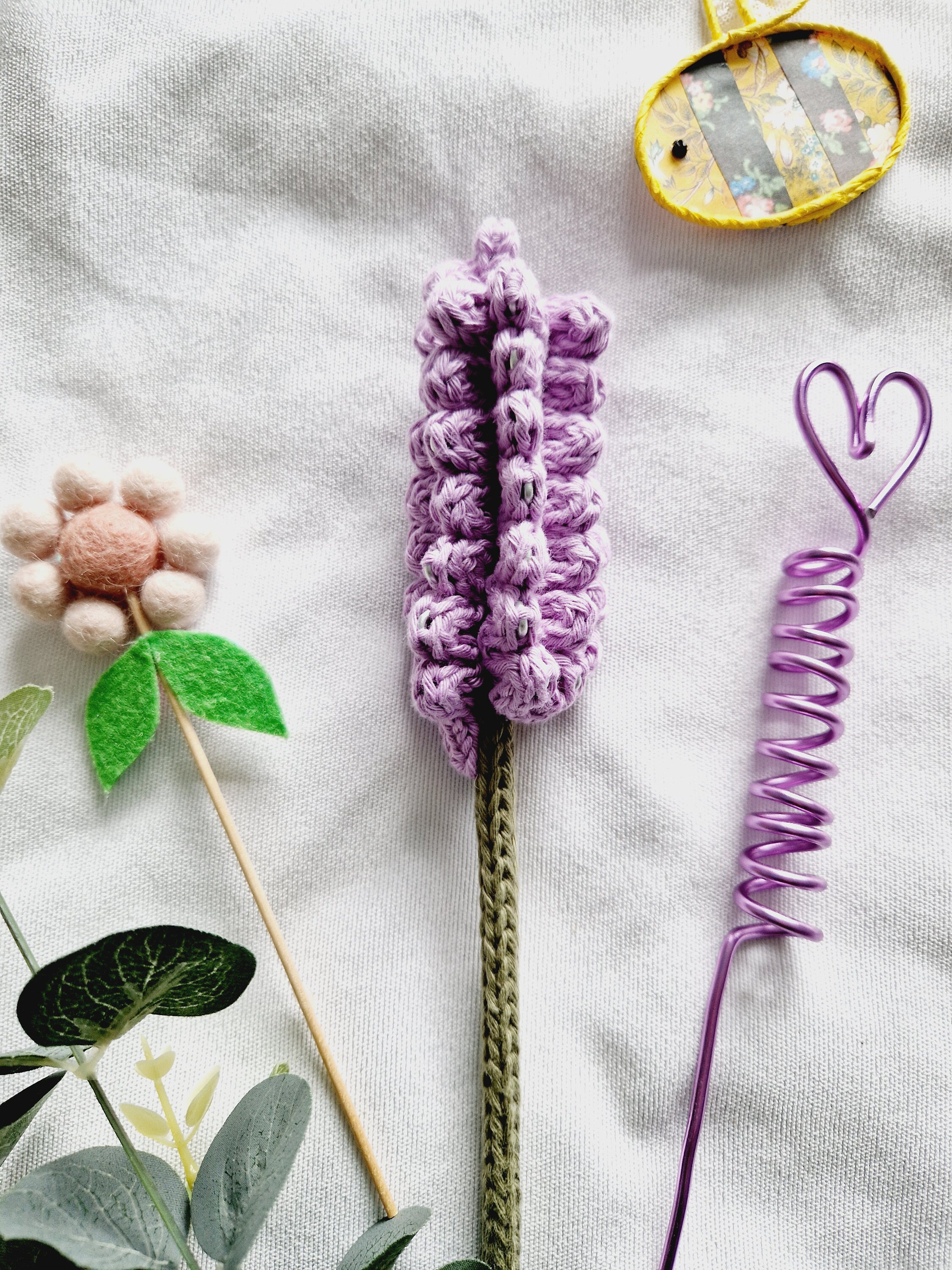 Knitted Flower L Knitted Lavender L Forever Flower L Wire Flower L Wire ...