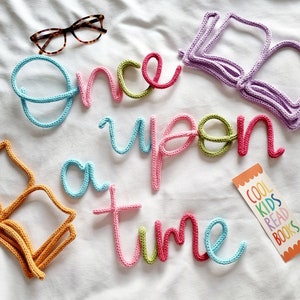 Once Upon a Time Knitted Wire Sign | Reading Corner Sign | Reading Wall Hanging l Reading Nook l Story Corner