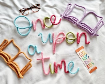 Once Upon a Time Knitted Wire Sign | Reading Corner Sign | Reading Wall Hanging l Reading Nook l Story Corner