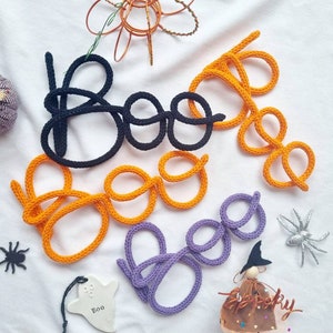 Knitted Boo Sign | Halloween Sign | Halloween Decor | Boo | Wire Writing | Halloween | Knitted Wire Writing l Halloween Ideas l