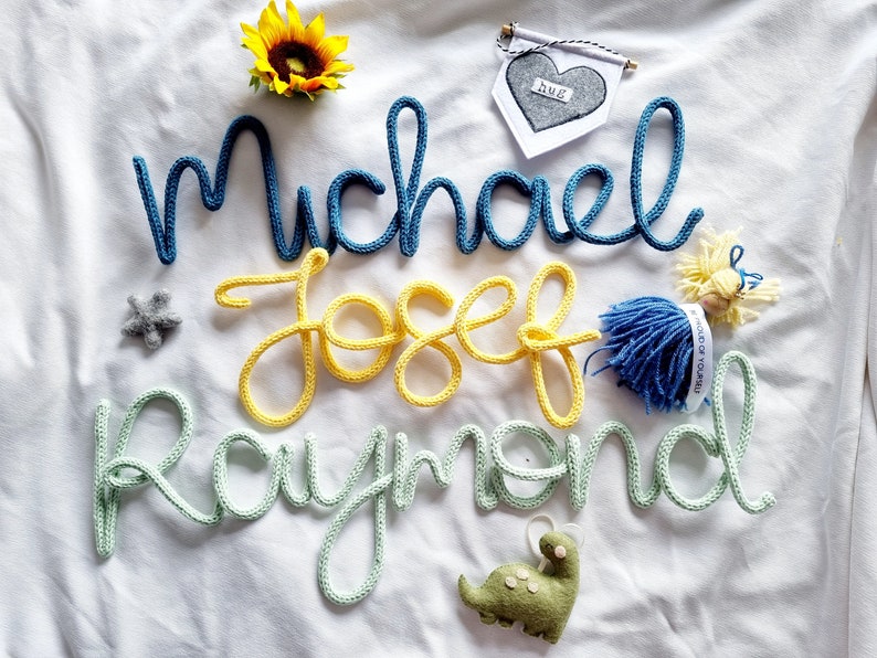 Knitted Name Sign l Nursery Name Sign l Kids Room Decor l Children's Room l Children's Decor l Nursery Decor l Nursery Wall Art image 9