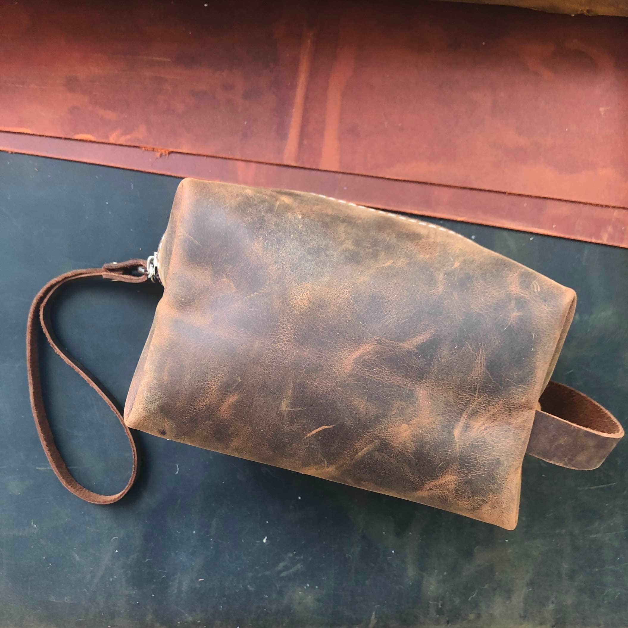 Handmade Genuine Leather Toiletry Bag, Monogram Mens Toiletry Bag, Dopp