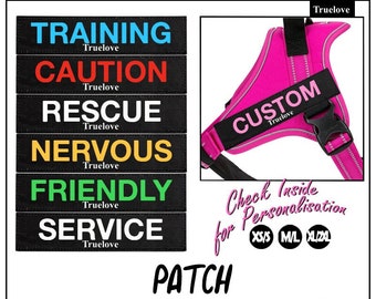 Dog Patch Harness ID Custom Personalized Name Number Hook Loop Style Puppy Truelove [Pack of 2]