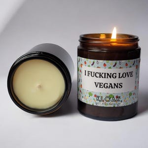 I Fucking Love Vegans Candle | Funny Candles Handmade in Bournemouth | Joke Gifts for Him