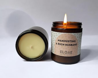 Manifesting a Rich Husband Candle - Funny Candles Made in Bournemouth | Luxury Soy Wax Scented Candles