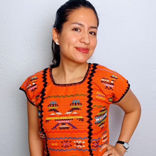 Traditionelle mexikanische Huipil Bluse, mexikanische Bluse, handgefertigte Bluse