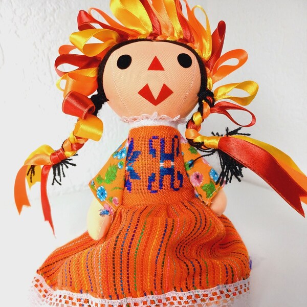 hangefertigte traditionelle mexikanische Puppe, Lele Puppe, Deko Puppe, bunte Puppe