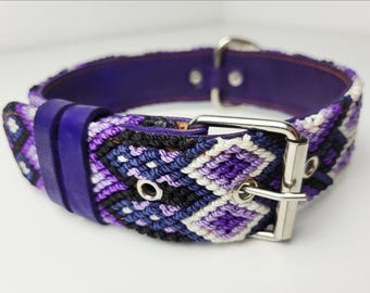 Hundehalsband Größe L, handgewebtes Hundehalsband,  breites Hundehalsband Leder