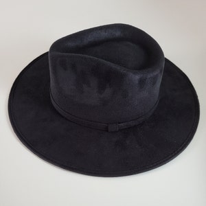 Fedora hat with wide brim, boho hat, women&#39;s hat, men&#39;s hat, vintage hat, black hat