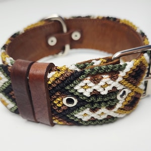 M- Dog collar, handwoven dog collar, wide dog collar leather