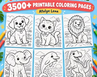 3500+ Animal Coloring Pages Bundle, Printable Book for Kids & Adults (Digital Download)