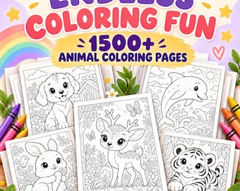 1500+ Animal Coloring Pages Bundle | Kids & Adults Printable Art (Digital Download)