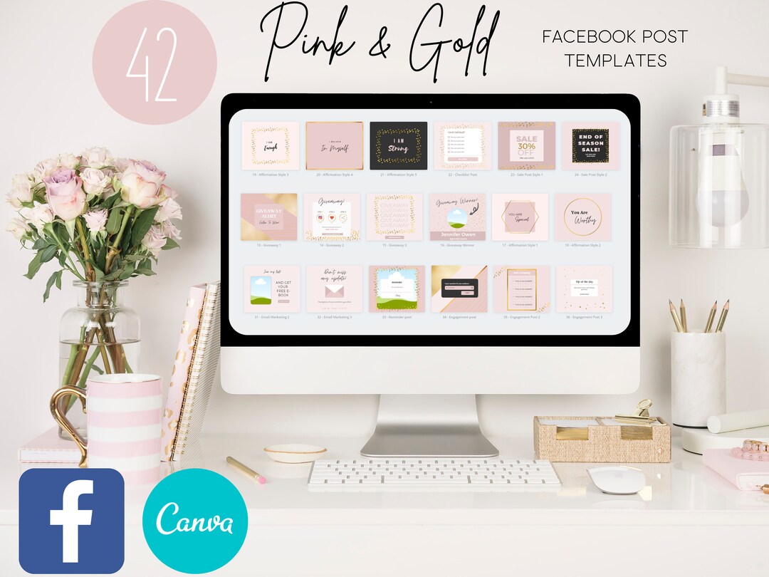 42 Pink & Gold Facebook Post Templates | Canva Facebook Templates ...