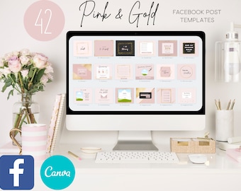 42 modelli di post Facebook rosa e oro / modelli Facebook Canva / modelli aziendali / modelli I Canva