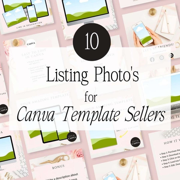 Etsy listing images for Canva template sellers, Etsy Listing Image, Etsy Listing Mock Up, Selling Canva Templates ,Canva template - LBM15