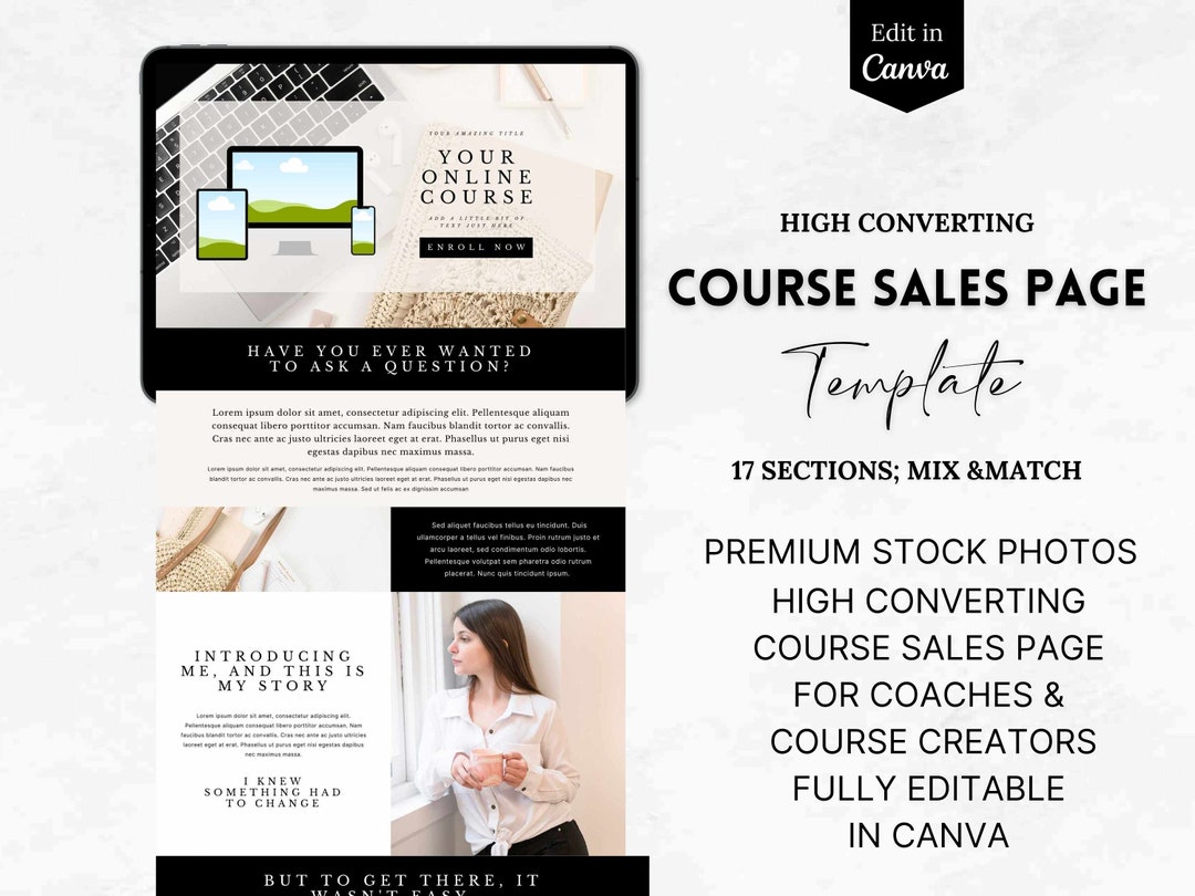 Course Sales Page Canva Template, Sales Page for Online Course, Course ...