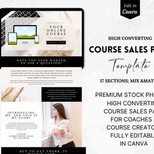 Course Sales Page Canva Template, Sales Page for Online Course, Course Sales Landing Page, Sales Page Canva, Light Pink, Cream - MGB03