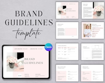 Modello Canva per linee guida del marchio Blush Pink, modello di strategia del marchio, linee guida per il marchio - MGB15