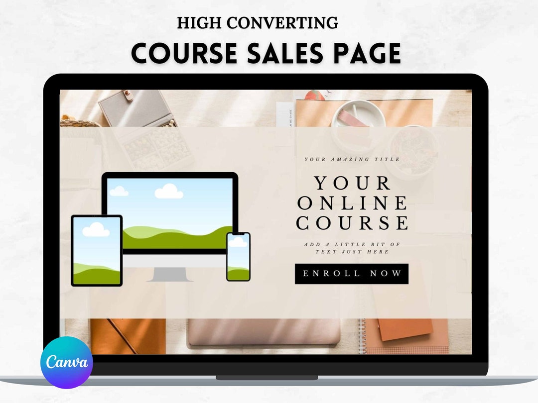 Course Sales Page Canva Template, Sales Page for Online Course, Course ...