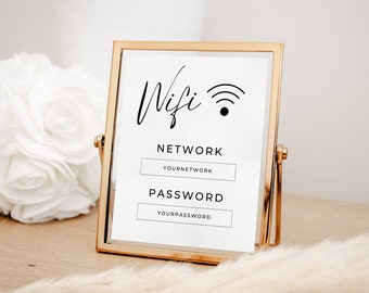 Modello minimalista di firma password Wi-Fi / Firma password Wi-Fi stampabile / Segni per piccole imprese / Modello Canva in 4 dimensioni - MGB01