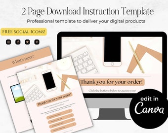 Canva Download Instructions Template, Etsy Digital Product Instructions, PDF Deliverable Template, Digital Download Instructions, MGBNM
