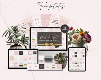 42 Pink & Gold Instagram Post Templates | Canva Instagram Templates | Instagram Business Templates, Instagram Content Creator | Canva