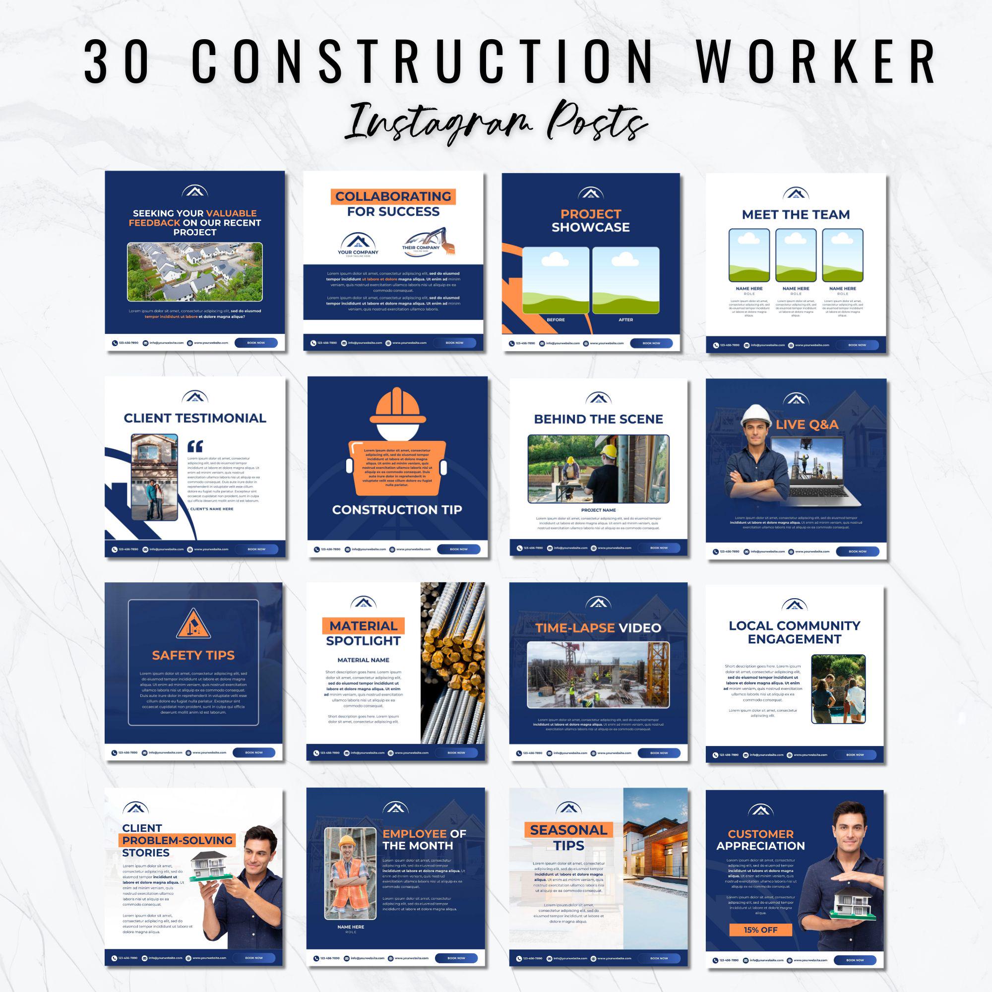 30 Construction Worker Instagram Templates, Construction Worker Social ...