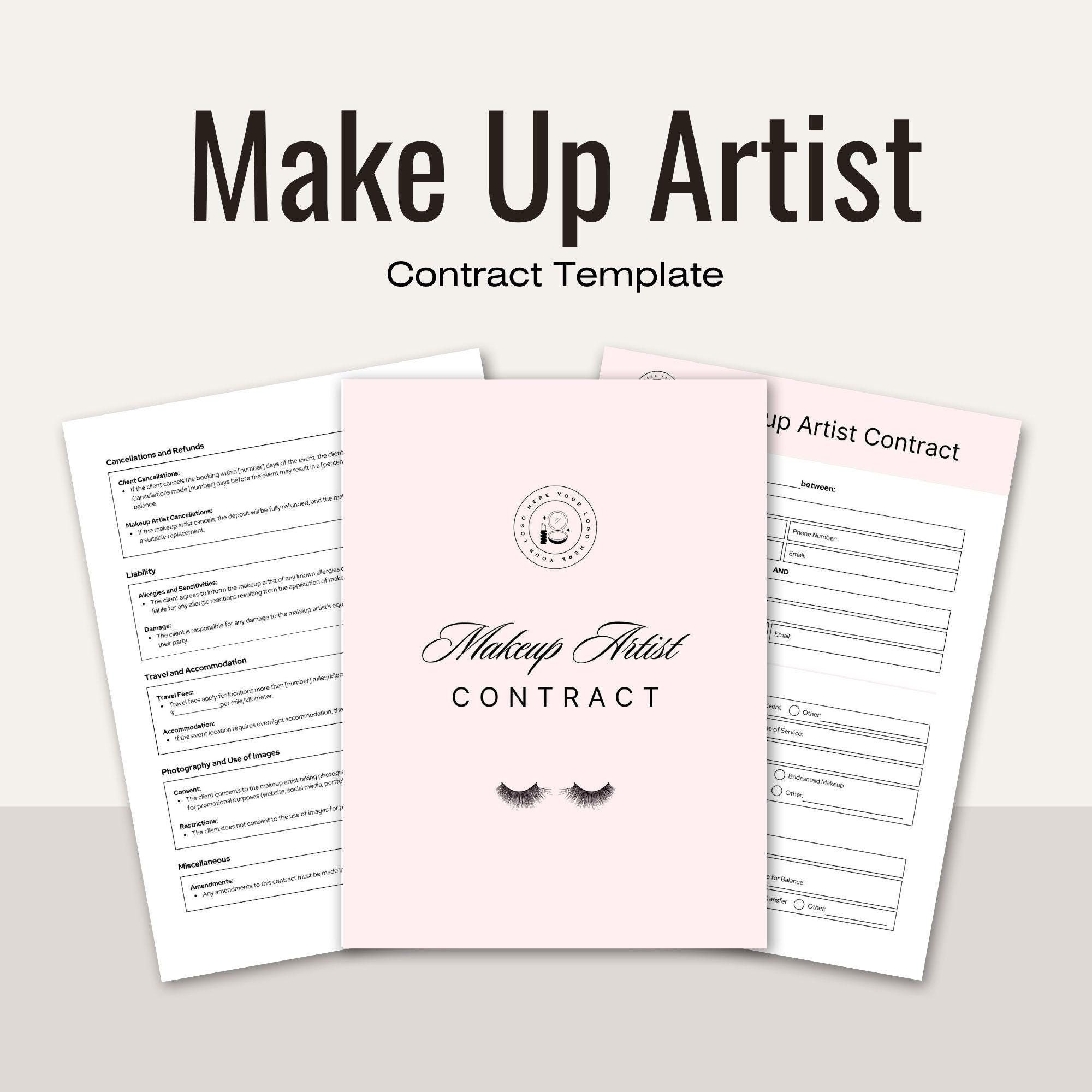 Make Up Artist Contract Template, Make Up Artist Contract, Make Up Artist Template, FREE Girl Boss Planner