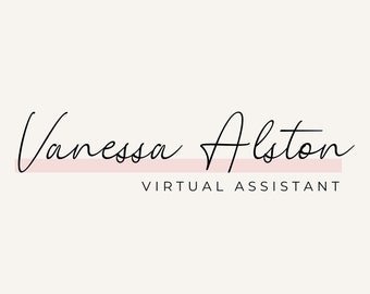 Logo femminile rosa cipria, modello logo assistente virtuale, logo aziendale, modello logo Canva, logo personalizzato - MG15