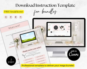 Digital Products Template BUNDLES, Download Instruction Template for Digital Product Sellers, PDF Deliverable Template, FREEBIE - MGB17