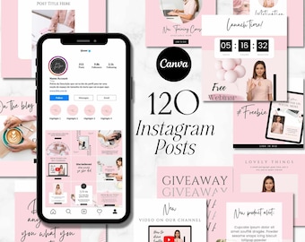 Feminine Instagram Post Templates in Pale Pink Perfect for Bloggers, Coaches, Virtual Assistants and Influencers - MGB08