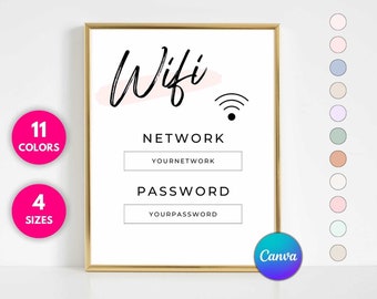 Canva Wifi Password Sign Template | Wifi Password Sign Printable | Small Business Signs | Wifi Password Sign Printable 4x6- MGB01