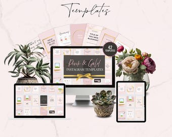 42 Pink & Gold Instagram Story Templates | Canva Instagram Templates | Instagram Business Templates | Instagram Story Pink | Canva