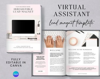 Modello lead magnet per assistente virtuale Canva, rosa cipria, - MGB15