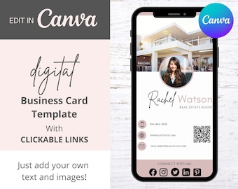 Modello di biglietto da visita digitale per agente immobiliare/modello Canva